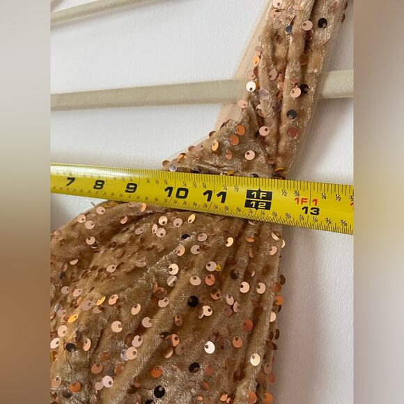 Gold Sequin Maxi Dress Womens Size 2 Party Guest Formal Gown Elegant Prom NWTF - Picture 14 of 16